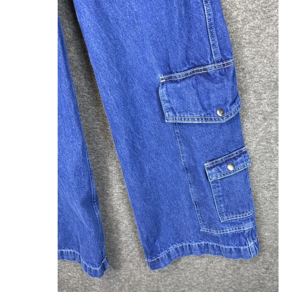 BDG Urban Outfitters Presley Wide Leg Cargo‎ Blue Jeans Size 24 Flare Baggy Y2K